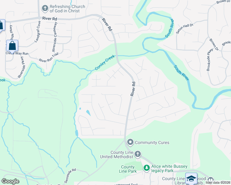 map of restaurants, bars, coffee shops, grocery stores, and more near 3456 Flint Avenue in Ellenwood
