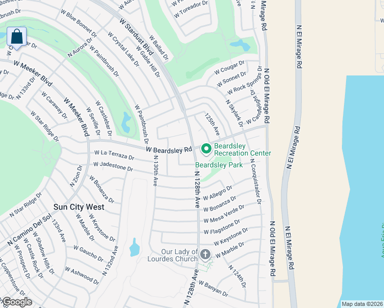 map of restaurants, bars, coffee shops, grocery stores, and more near 12805 North 128th Avenue in Sun City West