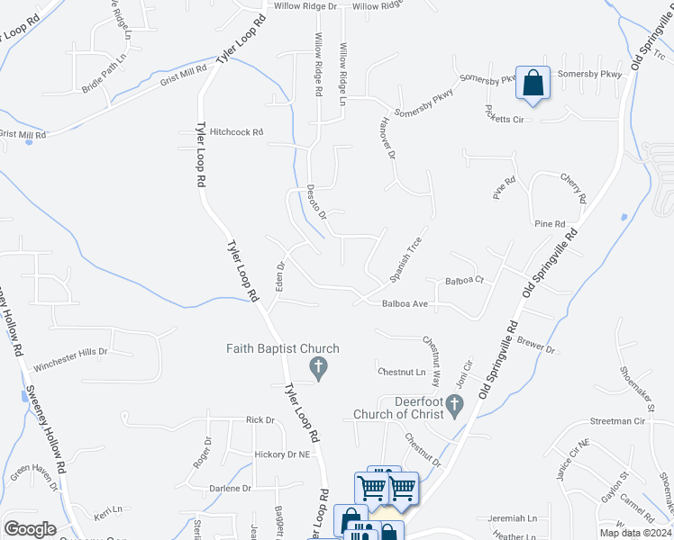 map of restaurants, bars, coffee shops, grocery stores, and more near 5504 Desoto Circle in Pinson