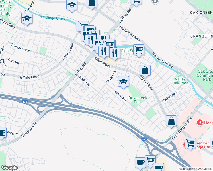 map of restaurants, bars, coffee shops, grocery stores, and more near 8 Redberry in Irvine