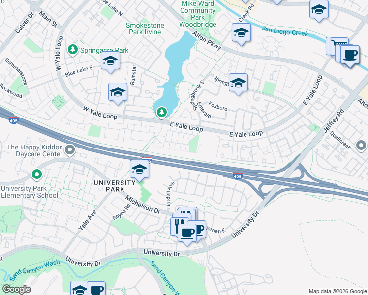 map of restaurants, bars, coffee shops, grocery stores, and more near 9 Wintermist in Irvine