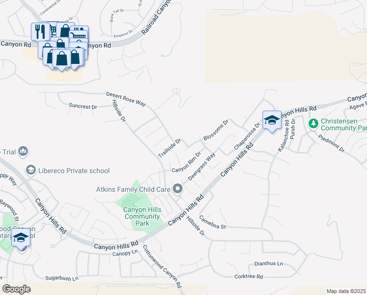 map of restaurants, bars, coffee shops, grocery stores, and more near 35329 Trailside Drive in Lake Elsinore