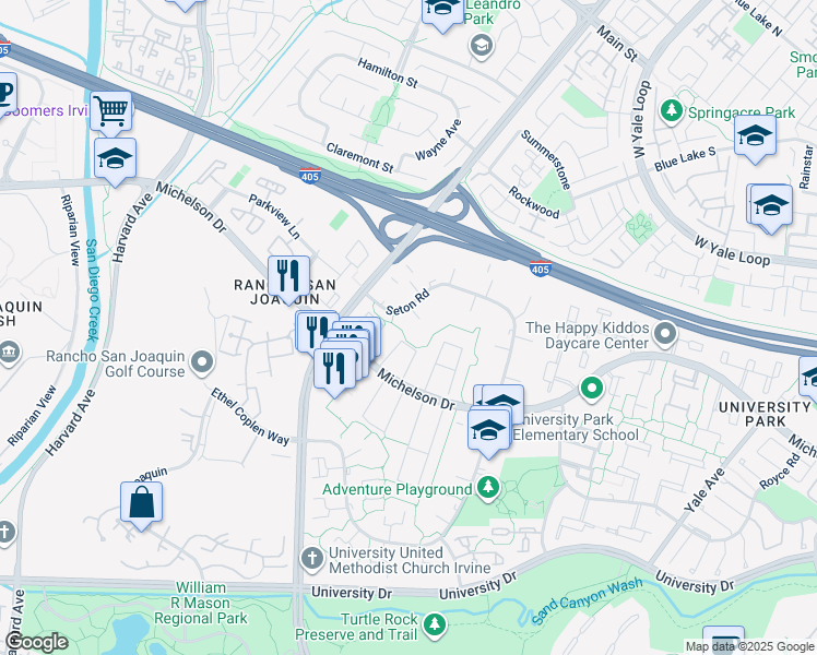 map of restaurants, bars, coffee shops, grocery stores, and more near 10 Brisbane Way in Irvine