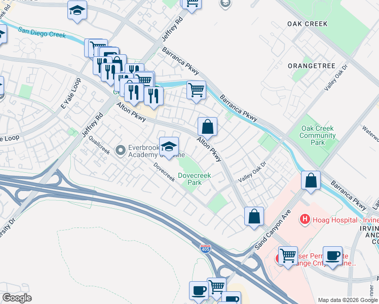 map of restaurants, bars, coffee shops, grocery stores, and more near 10 Henna in Irvine