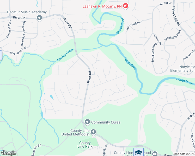 map of restaurants, bars, coffee shops, grocery stores, and more near 3561 Riverview Club Drive in Ellenwood