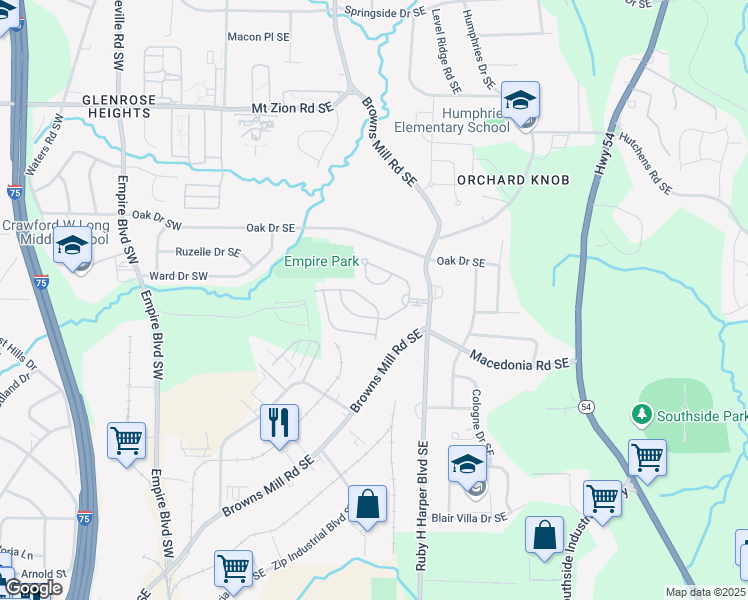 map of restaurants, bars, coffee shops, grocery stores, and more near 548 Milton Boulevard in Atlanta