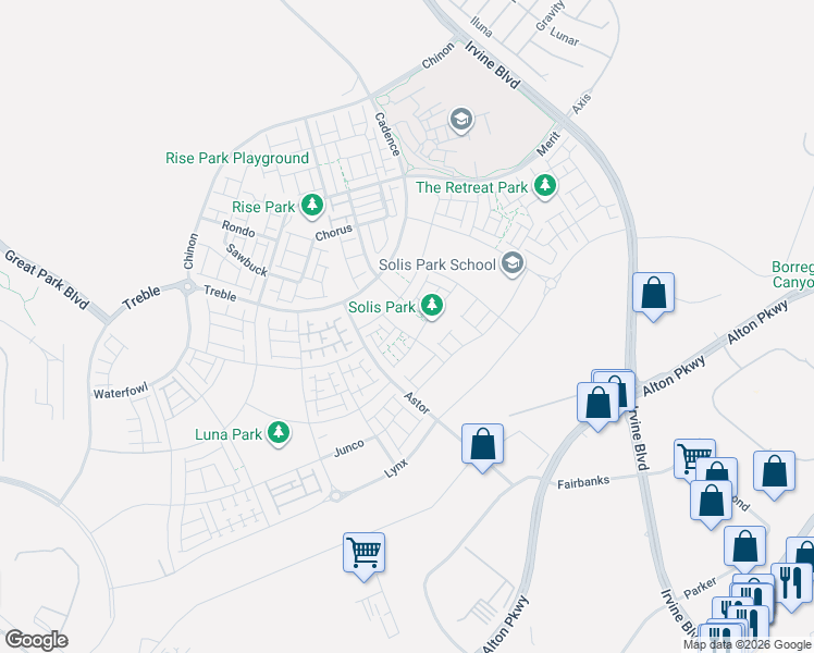 map of restaurants, bars, coffee shops, grocery stores, and more near 119 Yugen in Irvine
