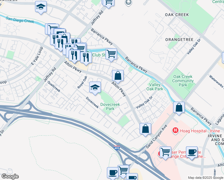 map of restaurants, bars, coffee shops, grocery stores, and more near 10 Henna in Irvine