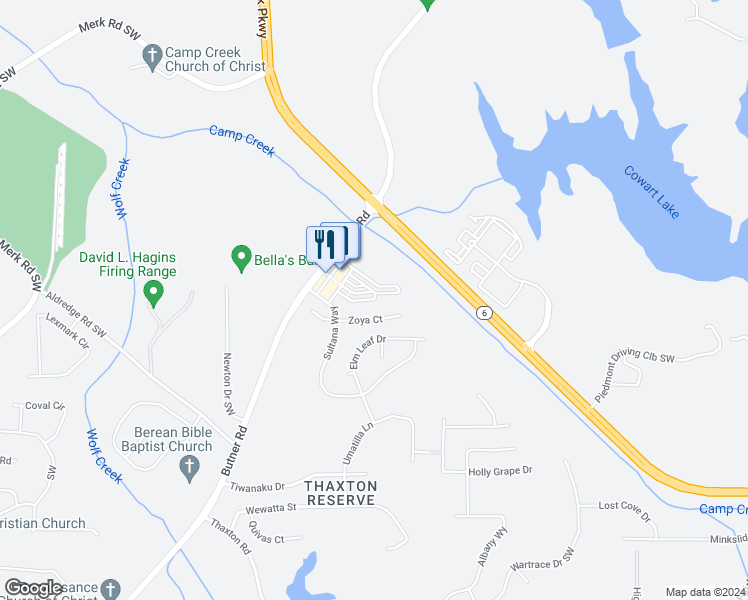 map of restaurants, bars, coffee shops, grocery stores, and more near 149 Kiram Terrace Southwest in Atlanta