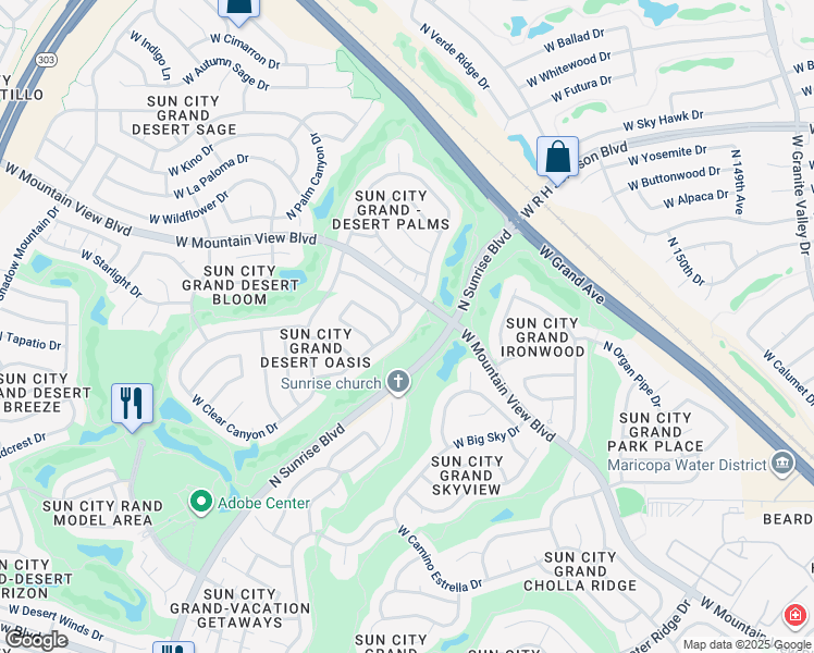 map of restaurants, bars, coffee shops, grocery stores, and more near 20101 N Clear Canyon Dr in Surprise