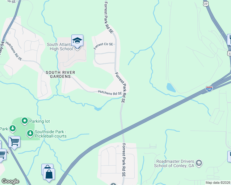 map of restaurants, bars, coffee shops, grocery stores, and more near 988 Hutchens Road Southeast in Atlanta