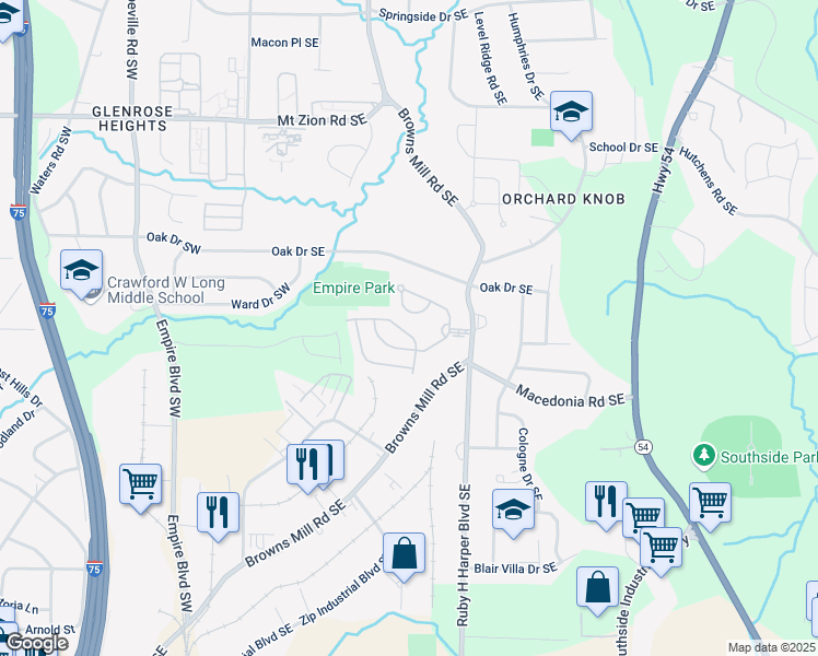 map of restaurants, bars, coffee shops, grocery stores, and more near 426 Mulberry Row in Atlanta