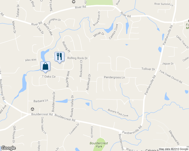map of restaurants, bars, coffee shops, grocery stores, and more near 2436 Pendergrass Lane in Ellenwood