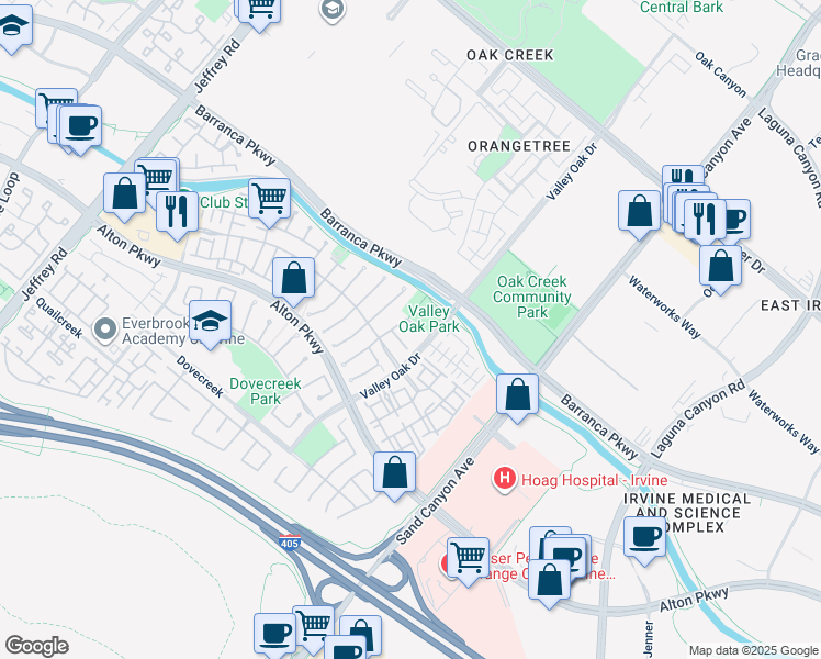map of restaurants, bars, coffee shops, grocery stores, and more near 10 Commonwealth in Irvine
