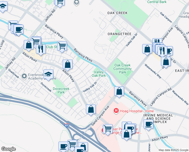 map of restaurants, bars, coffee shops, grocery stores, and more near 10 Commonwealth in Irvine