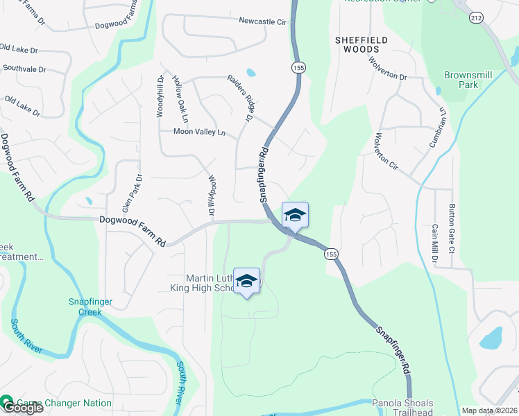 map of restaurants, bars, coffee shops, grocery stores, and more near 3911 Snapfinger Road in Stonecrest
