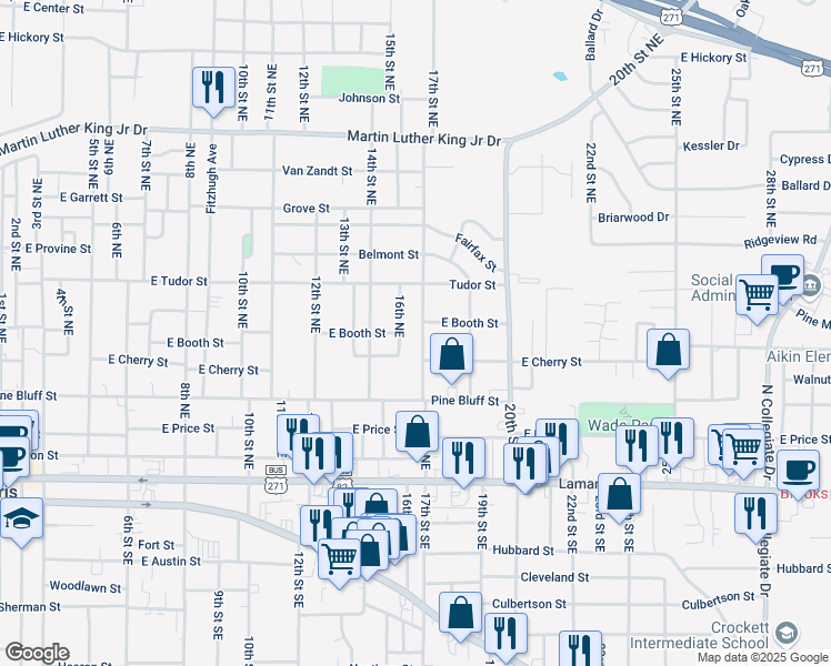 map of restaurants, bars, coffee shops, grocery stores, and more near 513 17th St NE in Paris