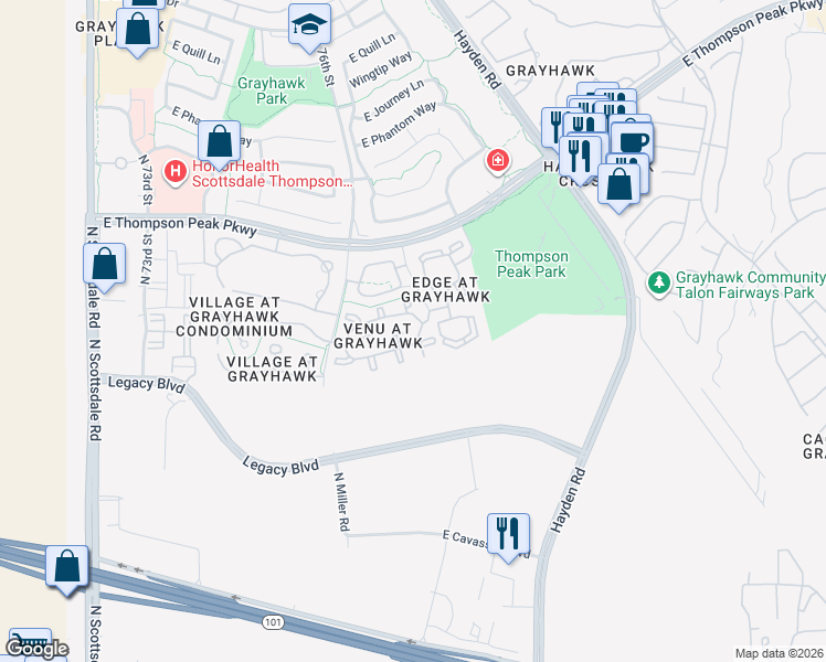 map of restaurants, bars, coffee shops, grocery stores, and more near in Scottsdale