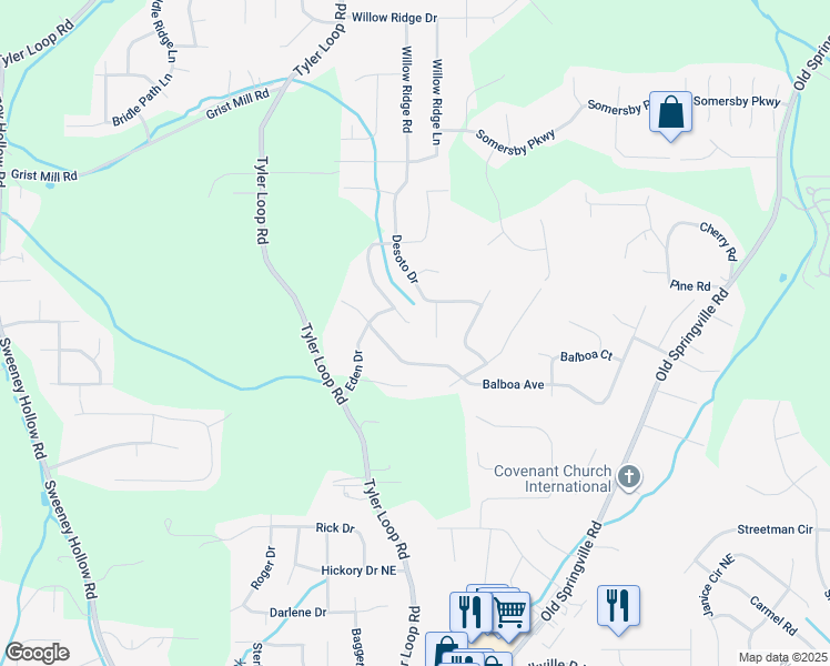 map of restaurants, bars, coffee shops, grocery stores, and more near 5602 Balboa Terrace in Pinson