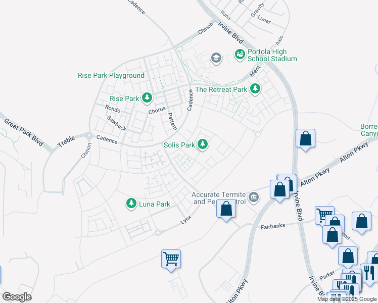 map of restaurants, bars, coffee shops, grocery stores, and more near 119 Yugen in Irvine