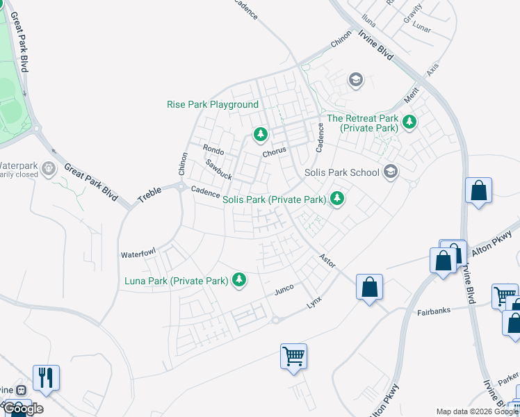 map of restaurants, bars, coffee shops, grocery stores, and more near 313 Proctor in Irvine