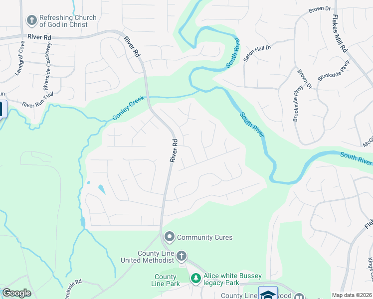 map of restaurants, bars, coffee shops, grocery stores, and more near 3539 Riverview Club Drive in Ellenwood