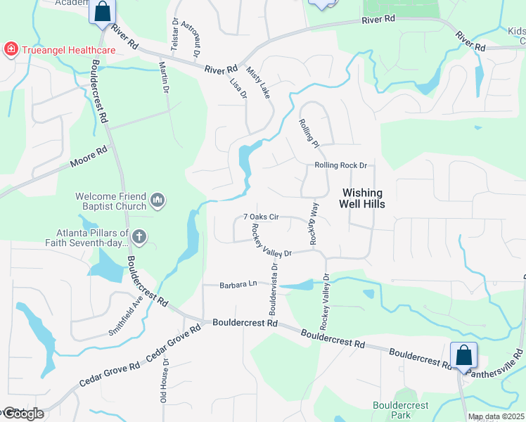 map of restaurants, bars, coffee shops, grocery stores, and more near 2226 7 Oaks Circle in Conley