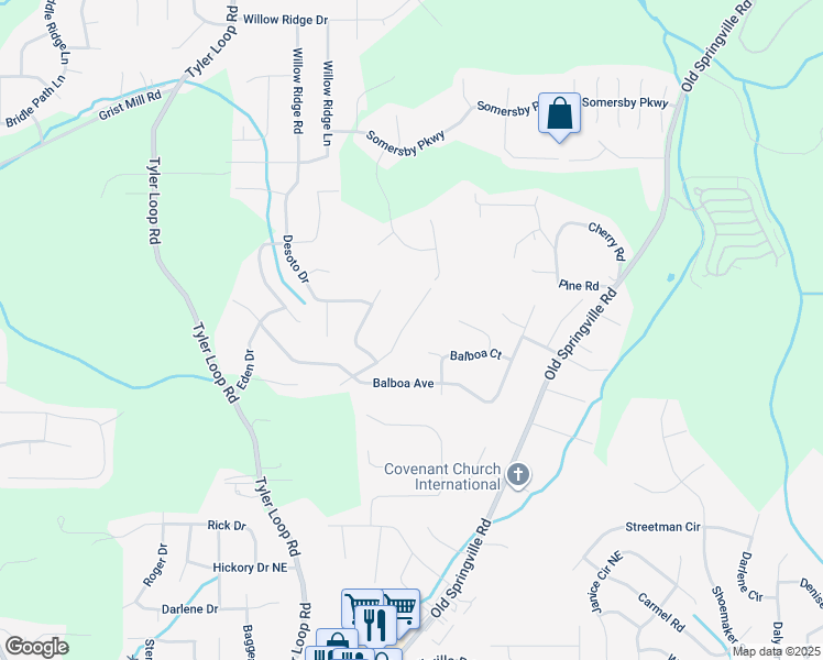 map of restaurants, bars, coffee shops, grocery stores, and more near 5543 Spanish Trce in Pinson