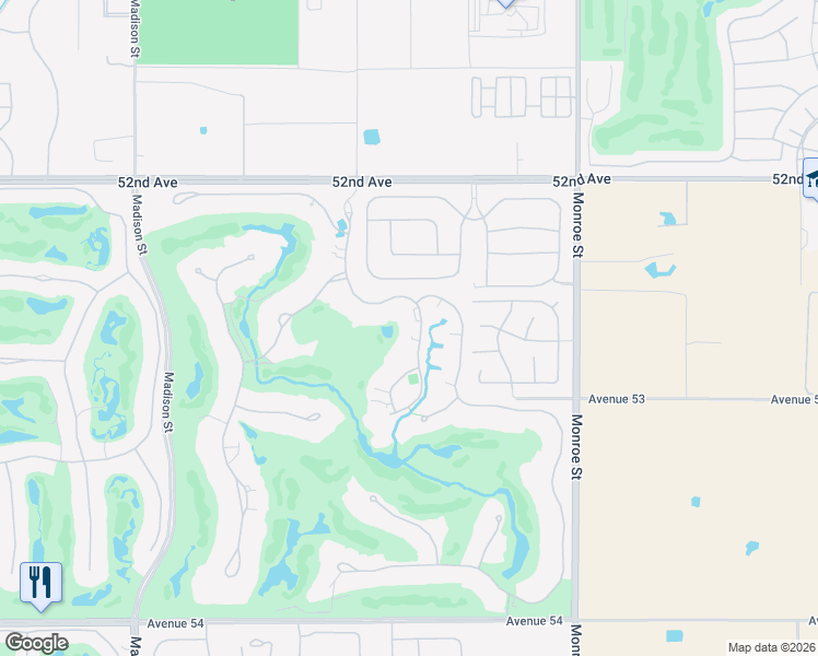 map of restaurants, bars, coffee shops, grocery stores, and more near 52679 Meriwether Way in La Quinta