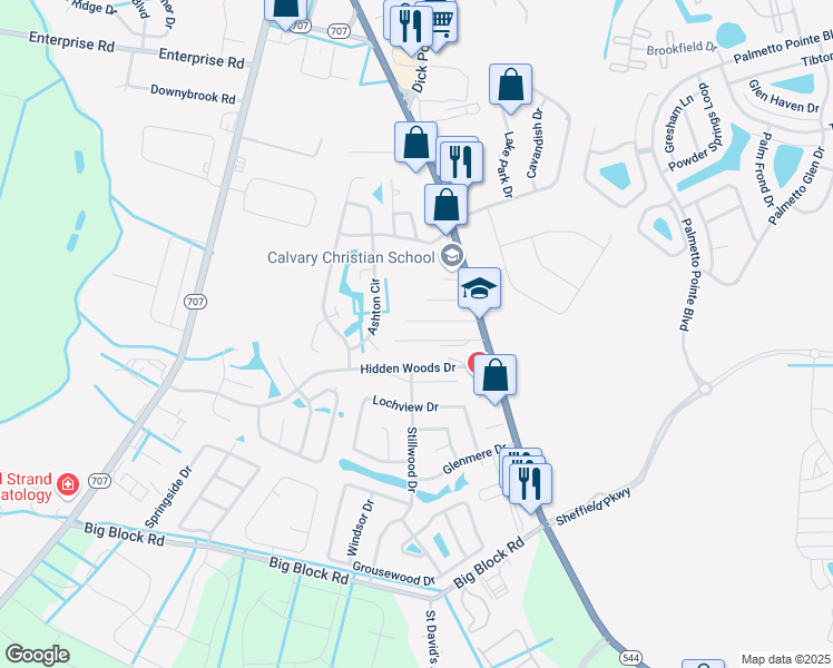 map of restaurants, bars, coffee shops, grocery stores, and more near 6328 Yellow Jasmine Avenue in Myrtle Beach