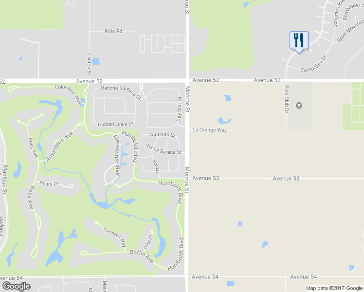 map of restaurants, bars, coffee shops, grocery stores, and more near 81968 Contento Street in La Quinta