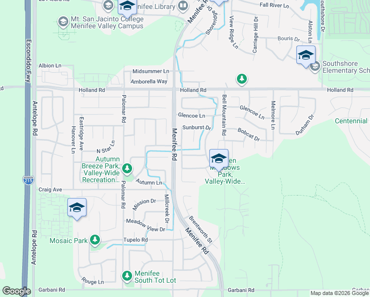 map of restaurants, bars, coffee shops, grocery stores, and more near 28780 Hillside Drive in Menifee