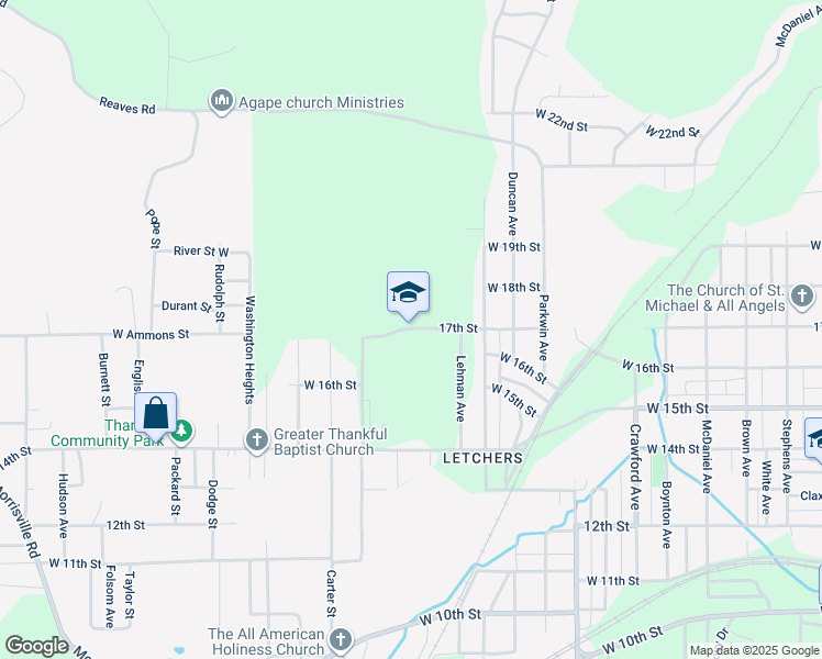 map of restaurants, bars, coffee shops, grocery stores, and more near 2200 West 17th Street in Anniston