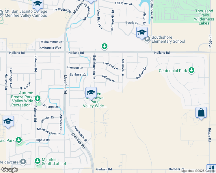 map of restaurants, bars, coffee shops, grocery stores, and more near 31324 Cortez Street in Menifee