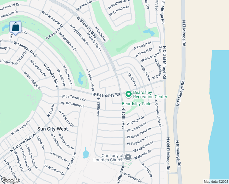 map of restaurants, bars, coffee shops, grocery stores, and more near 12805 North 128th Avenue in Sun City West