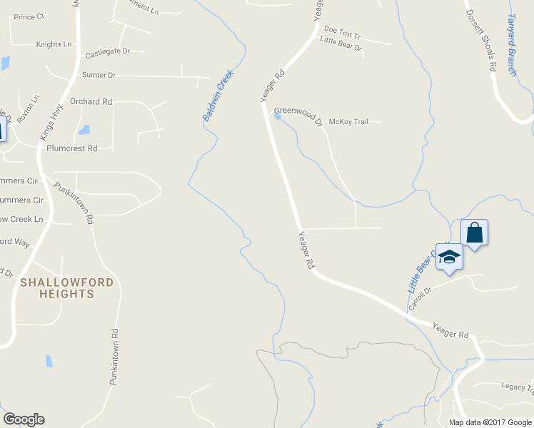 map of restaurants, bars, coffee shops, grocery stores, and more near 5079 Yeager Road in Douglasville