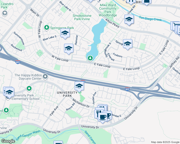 map of restaurants, bars, coffee shops, grocery stores, and more near 14 Bayfield in Irvine