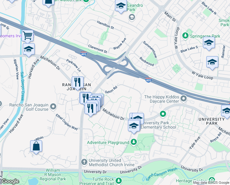 map of restaurants, bars, coffee shops, grocery stores, and more near 7 Brisbane Way in Irvine