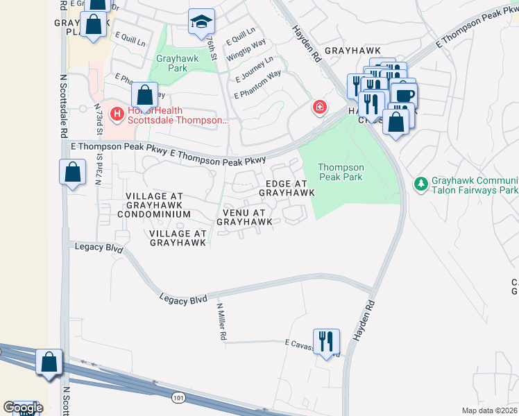 map of restaurants, bars, coffee shops, grocery stores, and more near in Scottsdale