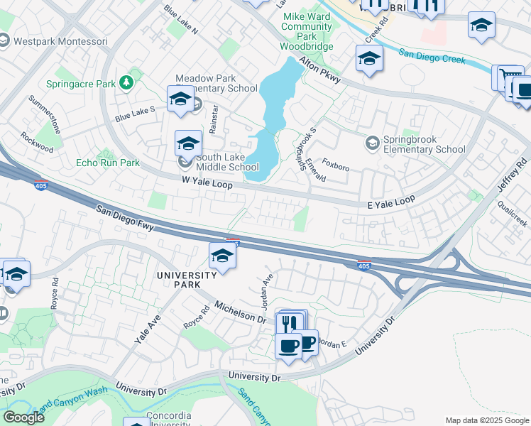 map of restaurants, bars, coffee shops, grocery stores, and more near 39 Wintermist in Irvine