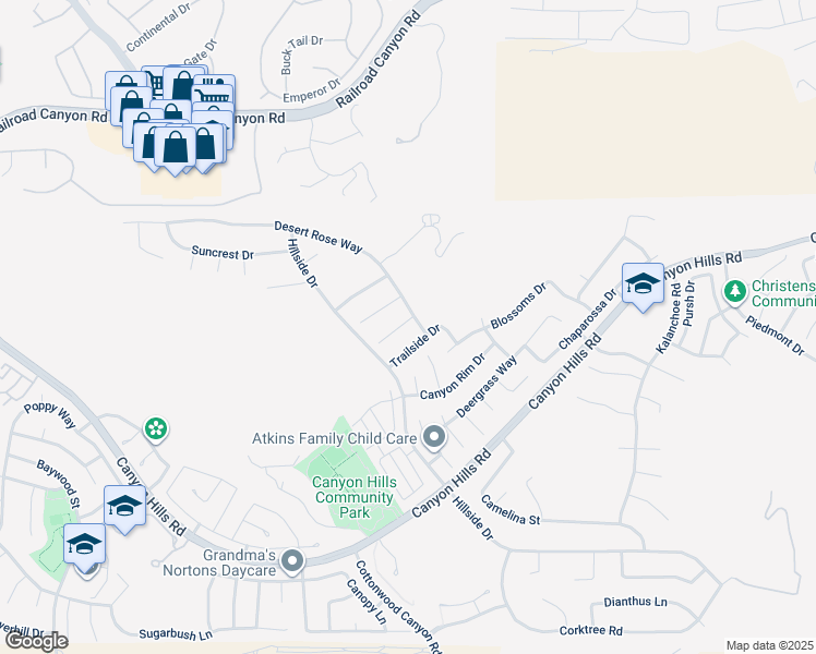 map of restaurants, bars, coffee shops, grocery stores, and more near 35427 Ocotillo Court in Lake Elsinore