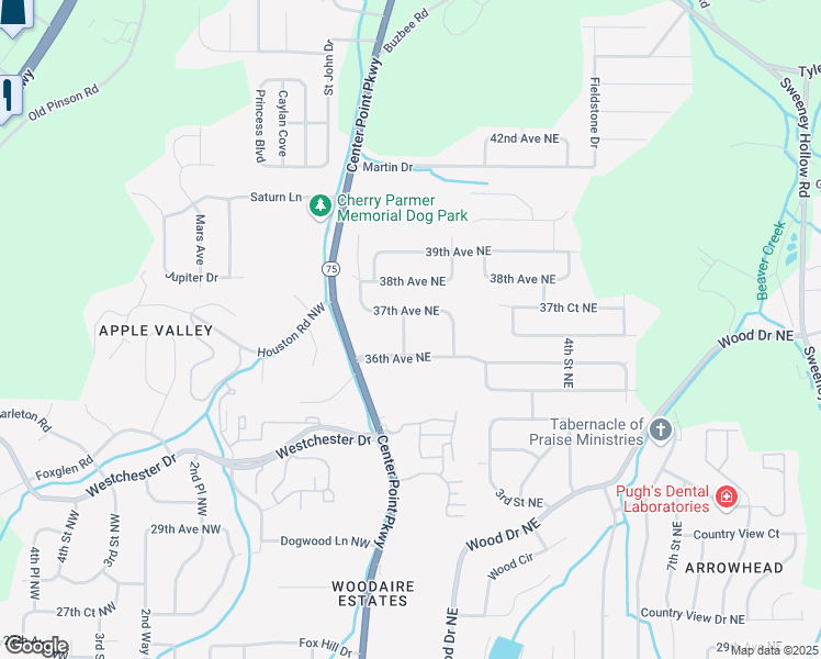 map of restaurants, bars, coffee shops, grocery stores, and more near 3609 1st Street Northeast in Center Point