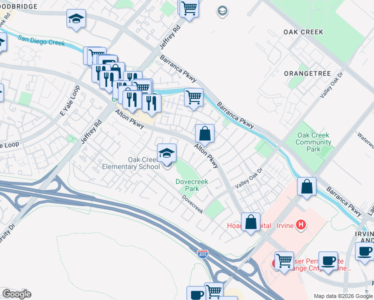 map of restaurants, bars, coffee shops, grocery stores, and more near 10 Henna in Irvine
