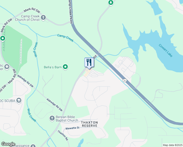 map of restaurants, bars, coffee shops, grocery stores, and more near 111 Kiram Terrace Southwest in Atlanta