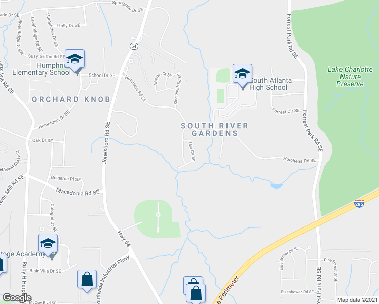 map of restaurants, bars, coffee shops, grocery stores, and more near 730 Tara Circle Southeast in Atlanta