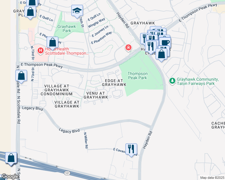 map of restaurants, bars, coffee shops, grocery stores, and more near 20100 North 78th Place in Scottsdale