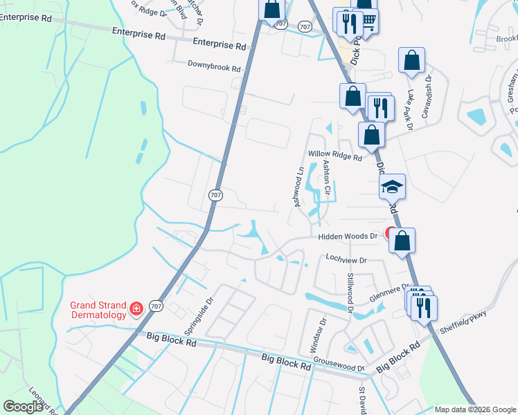 map of restaurants, bars, coffee shops, grocery stores, and more near 835 Clarion Court in Myrtle Beach
