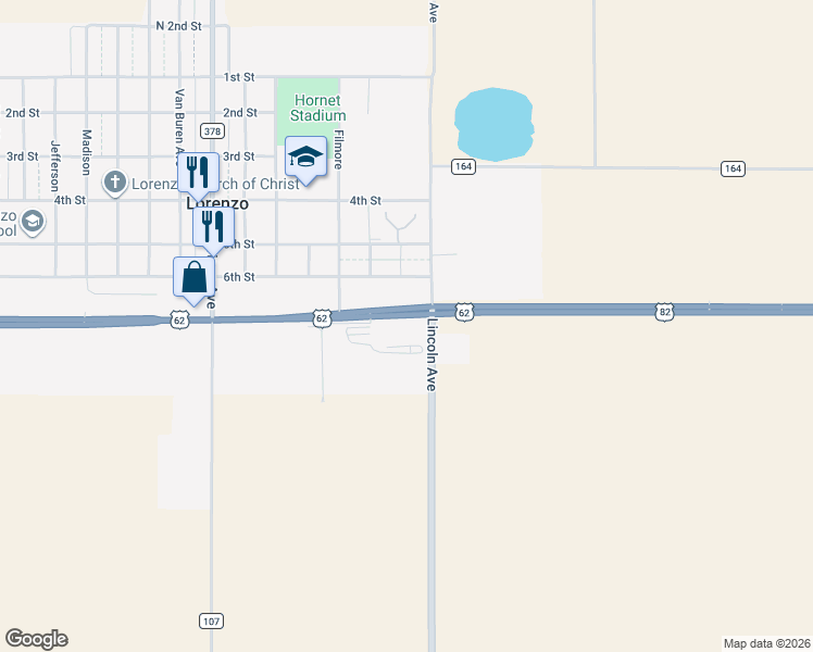 map of restaurants, bars, coffee shops, grocery stores, and more near in Lorenzo