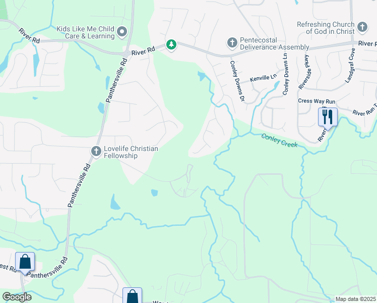 map of restaurants, bars, coffee shops, grocery stores, and more near 2860 River Close Drive in Decatur