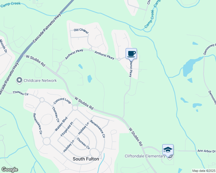 map of restaurants, bars, coffee shops, grocery stores, and more near 2980 Oxford Road in Atlanta
